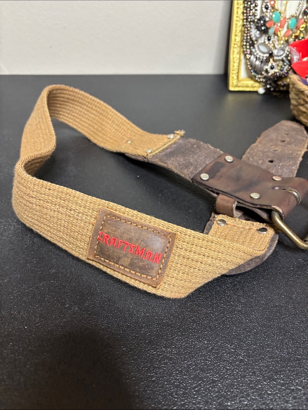 Vintage Craftsman Canvas and Leather Men’s Belt - Brown and Tan Size 32-38